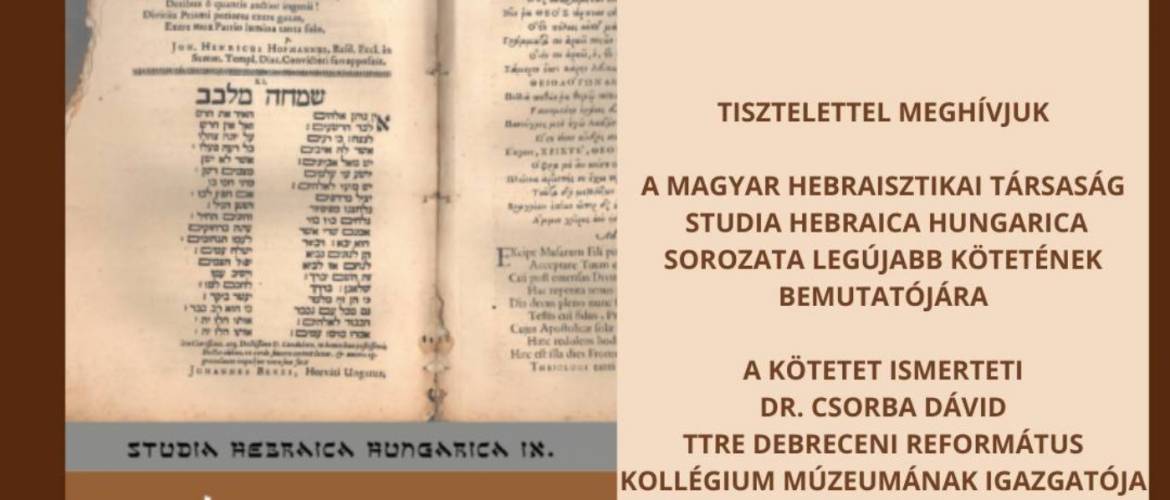 Magyar Hebraisztikai társaság – meghívó konferenciára és könyvbemutatóra