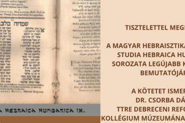 Magyar Hebraisztikai társaság – meghívó konferenciára és könyvbemutatóra
