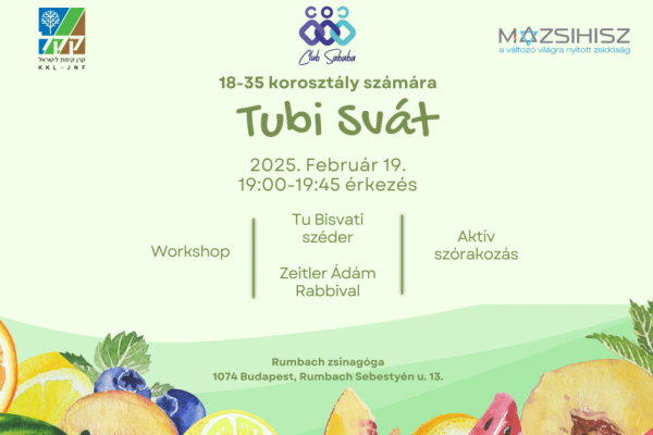 Tu BiSváti workshop, rabbi tanítás és finomságok a Rumbachban