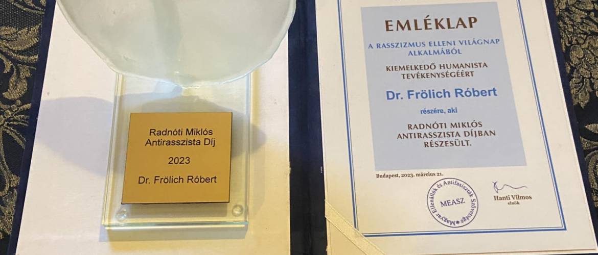 Radnóti-díjat kapott Frölich Róbert országos főrabbi és Gábor György professzor