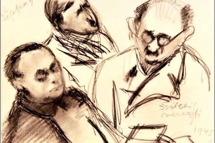 A hét műtárgya: Egy rajz a vádlottak padján ülő Szálasiról és Beregfyről