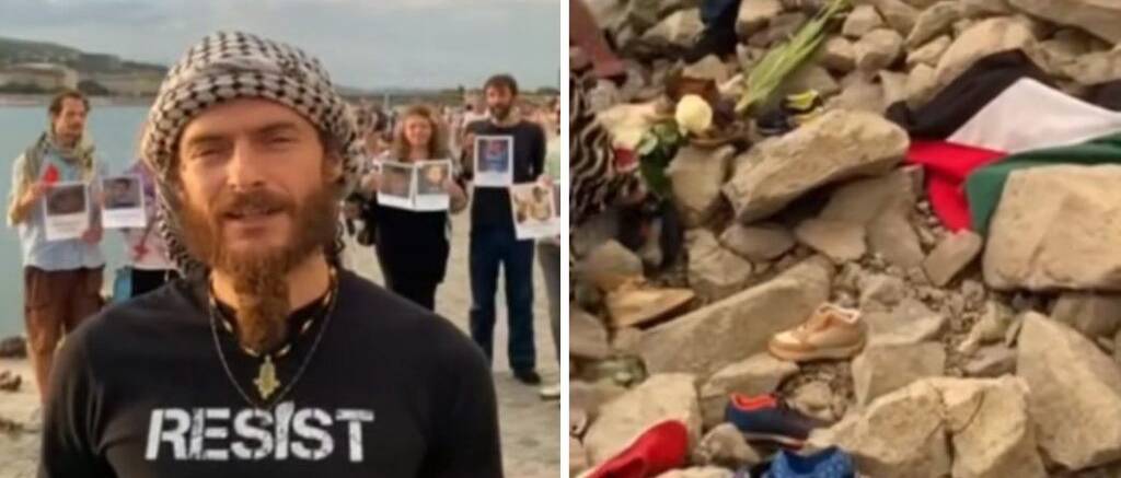 Palesztinbarát demonstráció volt a cipők emlékművénél a Duna parton