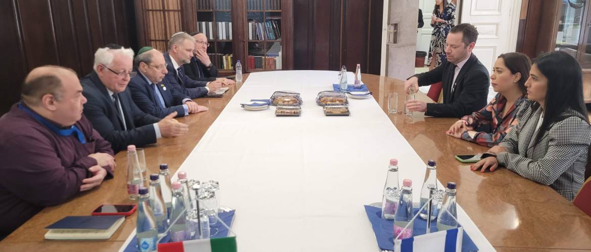 May Golan izraeli miniszter a Mazsihisz székházában