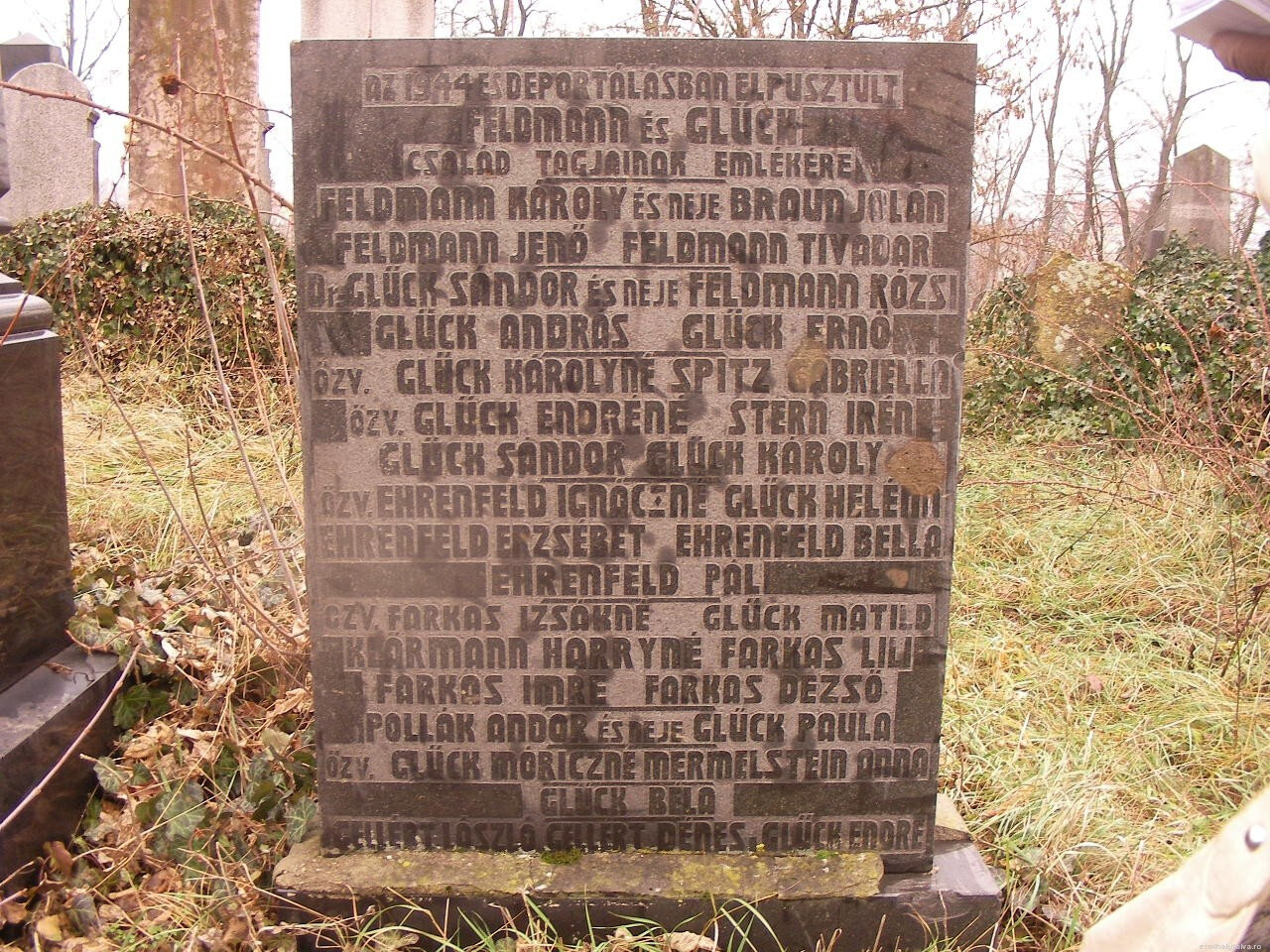 A Glück család síremléke a mihályfalvi izraelita temetőben