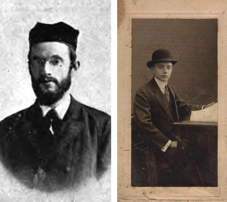 Marton Miksa, rabbi és fia Marton Ernő. Ernő 8 éves korában egyáltalán nem kelti egy ortodox zsidó fiú benyomását, a kor polgári ruháját viseli, és általános iskolába készül