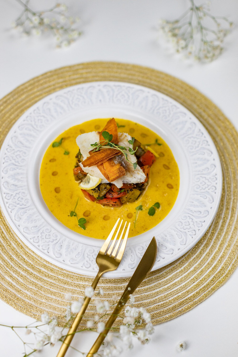 5. Roston sült tilapia (folyami hal), grillezett zöldségekkel