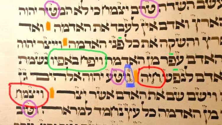 Radnóti főrabbi: Kabbalisztikus betűk egy budapesti, kb. 400-500 éves tóratekercsben